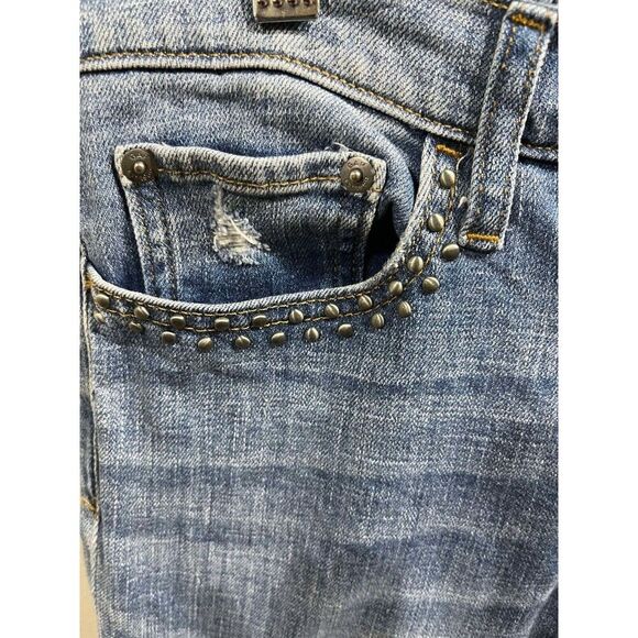 Gap 1969 Women's Jeans Size 29 R Real Straight Blue Whiskered Faded Embellished - Picture 6 of 10